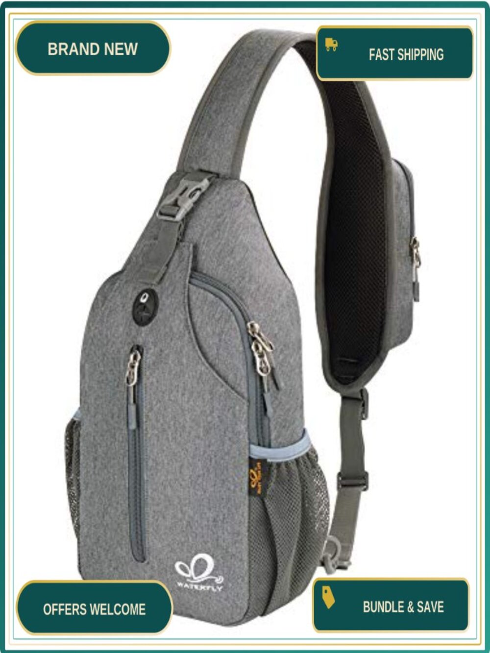 Crossbody Sling Backpack Chest Bag Travel Hiking Daypack Polyester